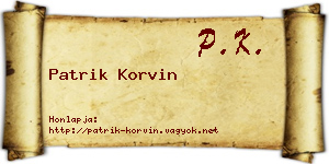 Patrik Korvin névjegykártya